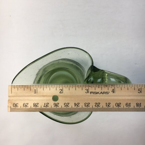 Vintage Green Glass Pitcher With Heart-Shaped Top 5" High - Picture 6 of 7